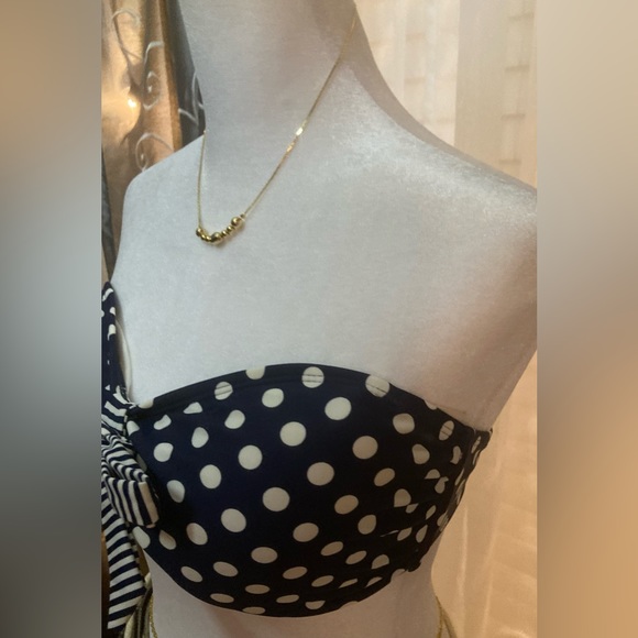 Xhiliration Polkadot Navy and White Padded Bikini Top XL NWOT - Picture 10 of 11
